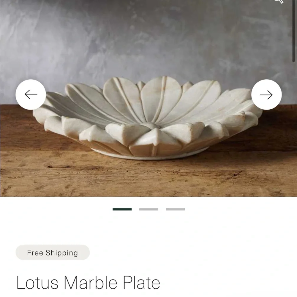 Gorgeous genuine white marble lotus flower plate dish decorative object 11” - Picture 9 of 13